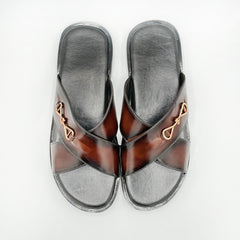 Leather Cross-Strap Sandals 001123