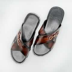 Leather Cross-Strap Sandals 001123