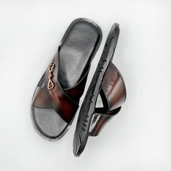 Leather Cross-Strap Sandals 001123