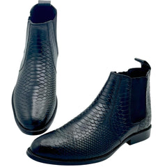 Black Snake Print Chelsea Boots CLS-0004BL
