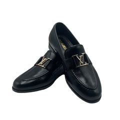 Black Leather Designer Loafers SH-002BL
