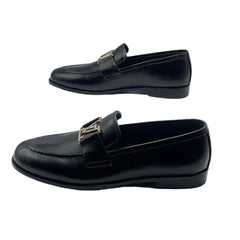 Black Leather Designer Loafers SH-002BL
