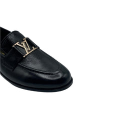 Black Leather Designer Loafers SH-002BL