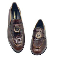 Brown Emblem Loafers SH-007BR