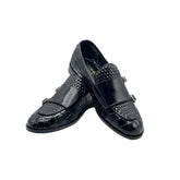 Black Double Monk Strap Loafers SH-0022BL