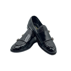 Black Double Monk Strap Loafers SH-0022BL
