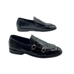 Black Double Monk Strap Loafers SH-0022BL