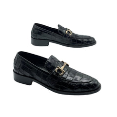 Black Crocodile Pattern Loafers SH-0019BL