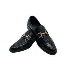 Black Crocodile Pattern Loafers SH-0019BL