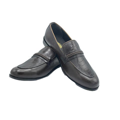 Textured Brown Leather Loafers SH-003BR