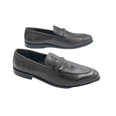 Textured Brown Leather Loafers SH-003BR
