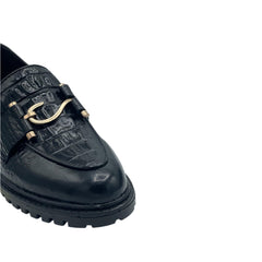 Black Crocodile Embossed Loafers SH-0018BL