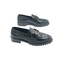 Black Crocodile Embossed Loafers SH-0018BL