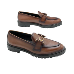 Tan Leather Buckle Loafers SH-0037BR