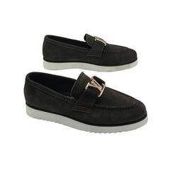 Louis Vuitton Black Suede Loafers SH-006BR