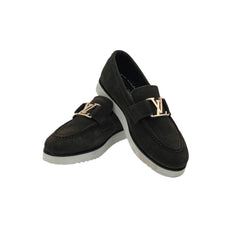 Louis Vuitton Black Suede Loafers SH-006BR