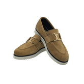 Tan Suede Buckle Loafers SH-006MS