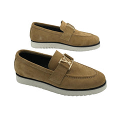 Tan Suede Buckle Loafers SH-006MS