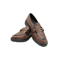 Tan Leather Buckle Loafers SH-0037BR