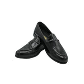 Black Leather Strap Loafers SH-008BL