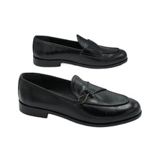 Black Leather Strap Loafers SH-008BL