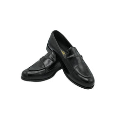 Black Leather Strap Loafers SH-008BL