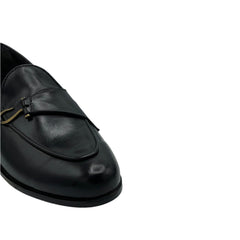 Black Leather Strap Loafers SH-008BL