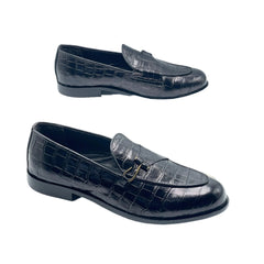 Black Crocodile Print Loafers SH-0010BR