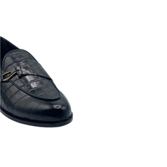 Black Crocodile Print Loafers SH-0010BR