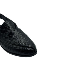 Black Croc Peshawari Chappals SD-503BL