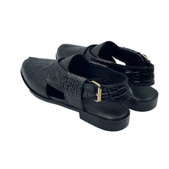 Black Croc Peshawari Chappals SD-503BL