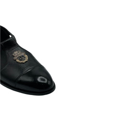 Black Emblem T-Strap Sandals SD-516BL