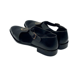Black Emblem T-Strap Sandals SD-516BL