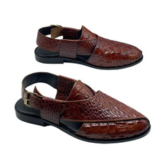 Maroon Croc Peshawari Chappals SD-504BR