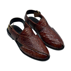 Maroon Croc Peshawari Chappals SD-504BR