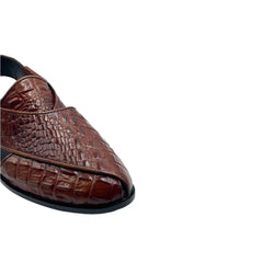Maroon Croc Peshawari Chappals SD-504BR