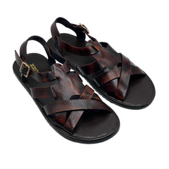 Brown Leather Cross Strap Sandals SD-520BR