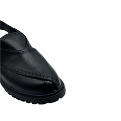 Black Leather Peshawari Chappals SD-507BL