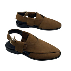 Brown Suede Peshawari Chappals SD-515MS