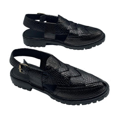Black Snakeskin Peshawari Kheri SD-512BL