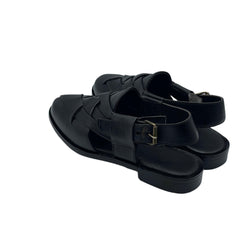 Black Leather Peshawari Sandals SD-514BL