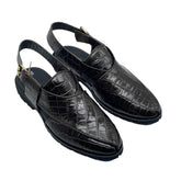 Black Croc Peshawari Chappals SD-510BR