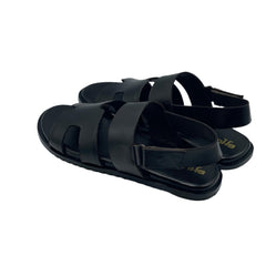 Black Leather H-Strap Sandals SD-517BL