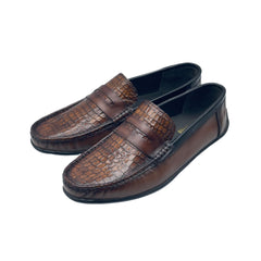 Tan Crocodile Loafers LF-0022BR