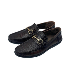 Brown Croc Bit Loafers LF-0023BR