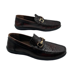 Brown Croc Bit Loafers LF-0023BR
