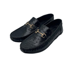 Black Ostrich Loafers LF-0026BL