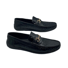 Black Ostrich Loafers LF-0026BL
