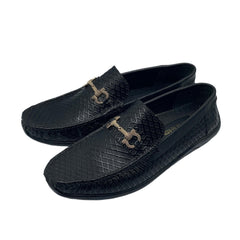 Black Patterned Loafers LF-0027BL