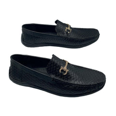 Black Patterned Loafers LF-0027BL